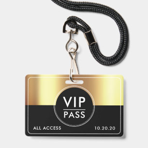 VIP All Access Event Metallic Gold Schwarz Ausweis