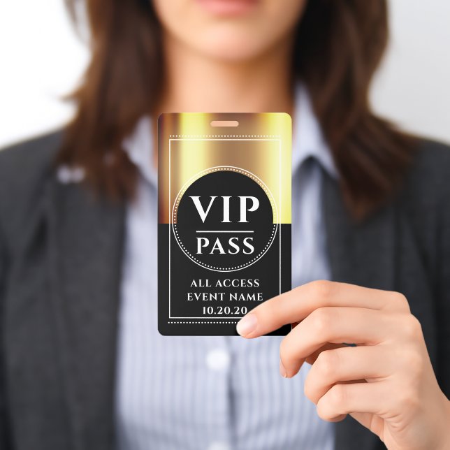 VIP All Access Event Metallic Gold Schwarz Ausweis (Präsentiert)