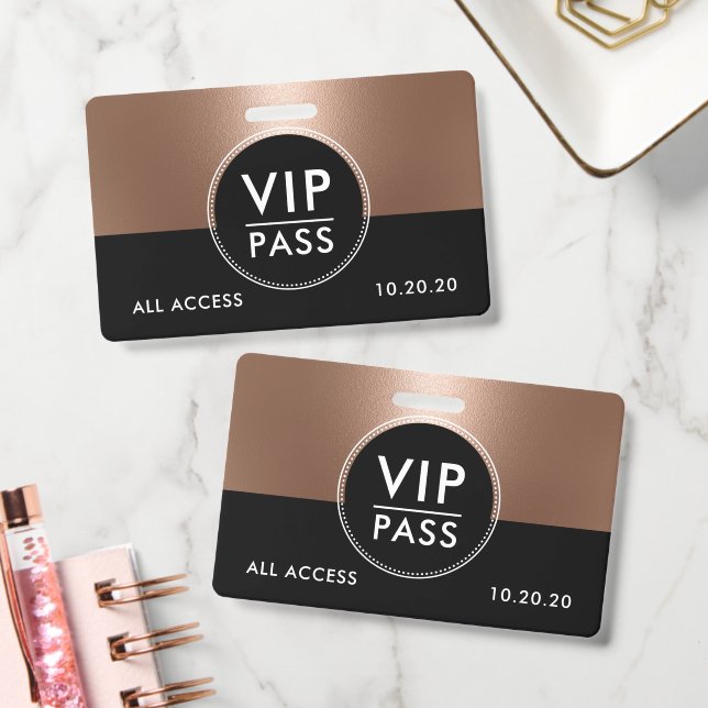 VIP All-Access-Event Metallic Roségold Ausweis (Büro)