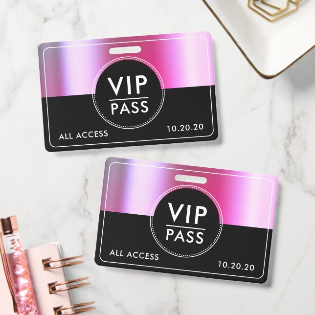 VIP All Access Event Metallic Silver Black Ausweis (Büro)