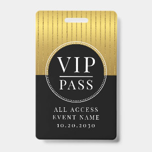VIP All Access Event Metallisch Gold Schwarz Ausweis