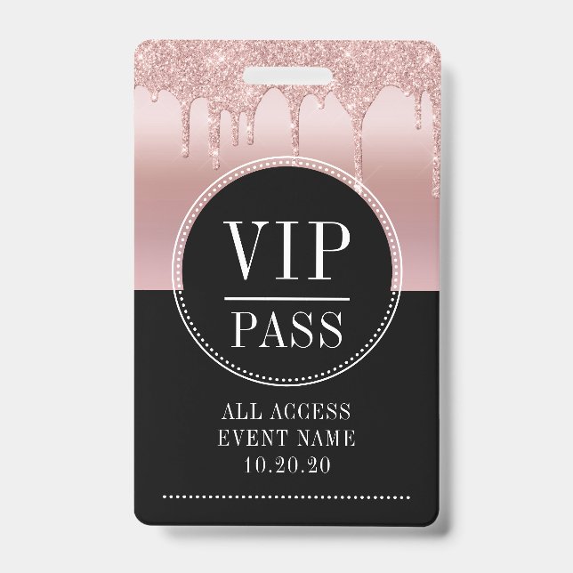 VIP All Access Event Metallische Rose Gold Black Ausweis (Vorderseite)