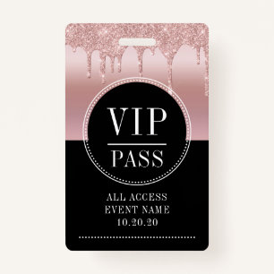 VIP All Access Event Metallische Rose Gold Black Ausweis