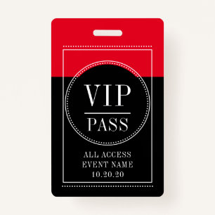 VIP All Access Event Red Black Abzeichen Ausweis