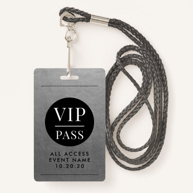 VIP All Access Event Silver Metallic Foil Gold Ausweis (Vorderseite mit Schlüsselband)