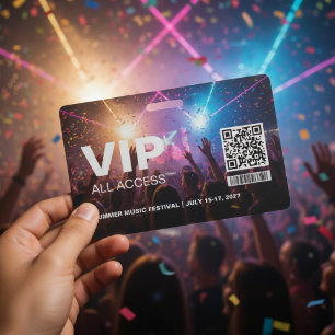 VIP All Access Pass Abzeichen-Vorlage mit QR-Code Ausweis