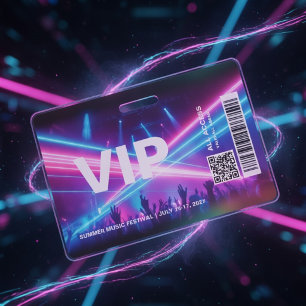 VIP All Access Pass Abzeichen Vorlage Neon Glow Ausweis