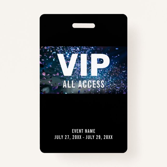 VIP All Access Pass Konzert Event ID Abzeichen Ausweis (Vorderseite)