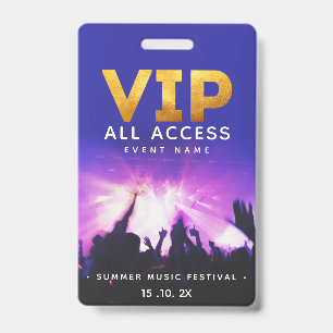 VIP All Access Pass Konzert Festival Ausweis