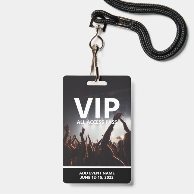 VIP All Access Pass Konzert Veranstaltung Personal Ausweis (Vorderseite mit Lanyard)