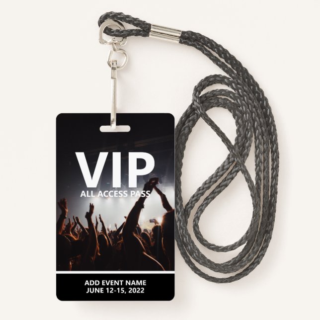 VIP All Access Pass Konzert Veranstaltung Personal Ausweis (Vorderseite mit Schlüsselband)