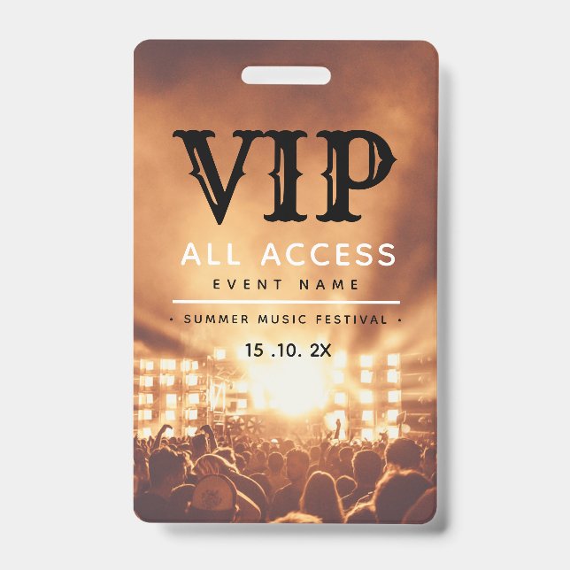 VIP All Access Pass Konzertfestival Ausweis (Vorderseite)