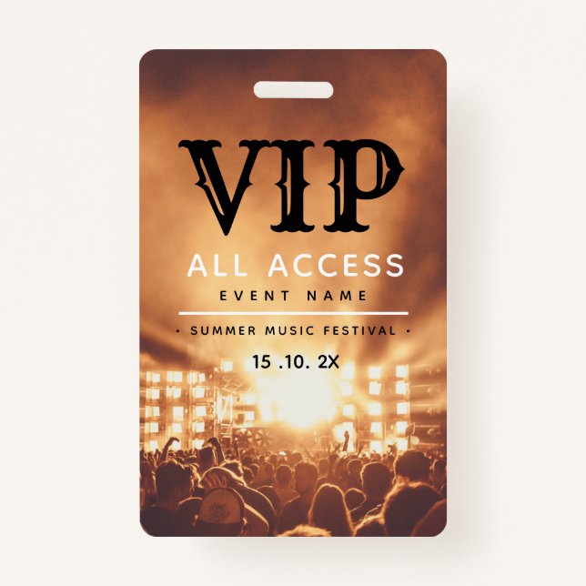 VIP All Access Pass Konzertfestival Ausweis (Vorderseite)