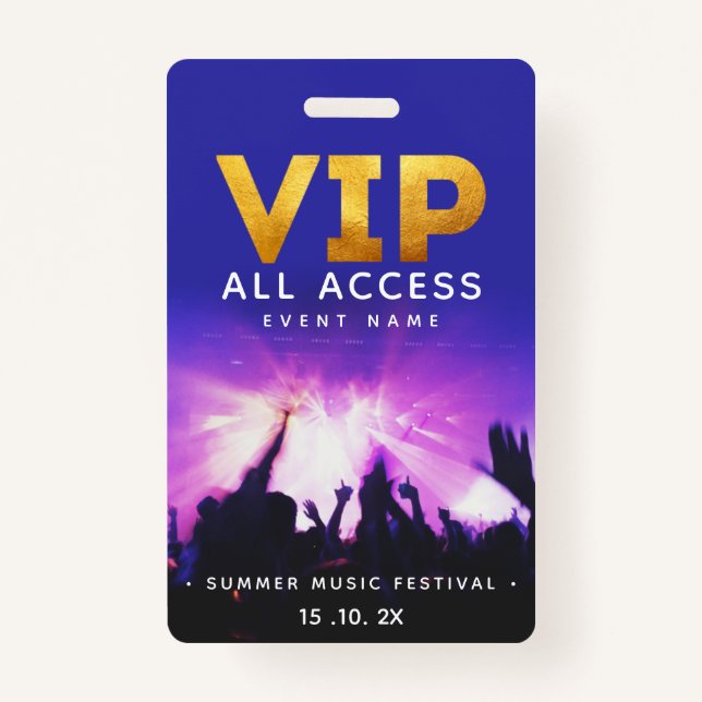 VIP All Access Pass Konzertfestival Ausweis (Vorderseite)