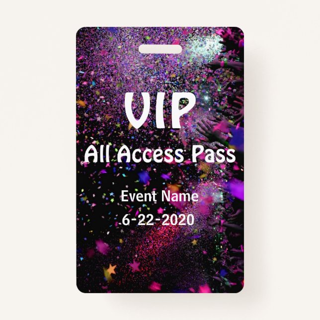 VIP All Access Pass Vertikal anpassen Ausweis (Vorderseite)