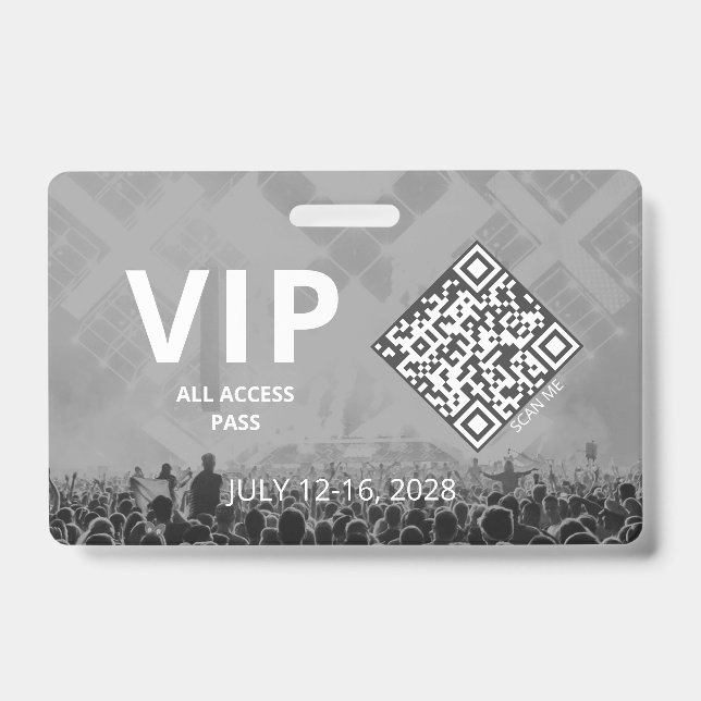 VIP Alle Access QR Code Ereignis Horizontal Ausweis (Vorderseite)
