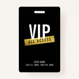 VIP Alle Access Schwarz-weiß Gold ID Abzeichen Ausweis