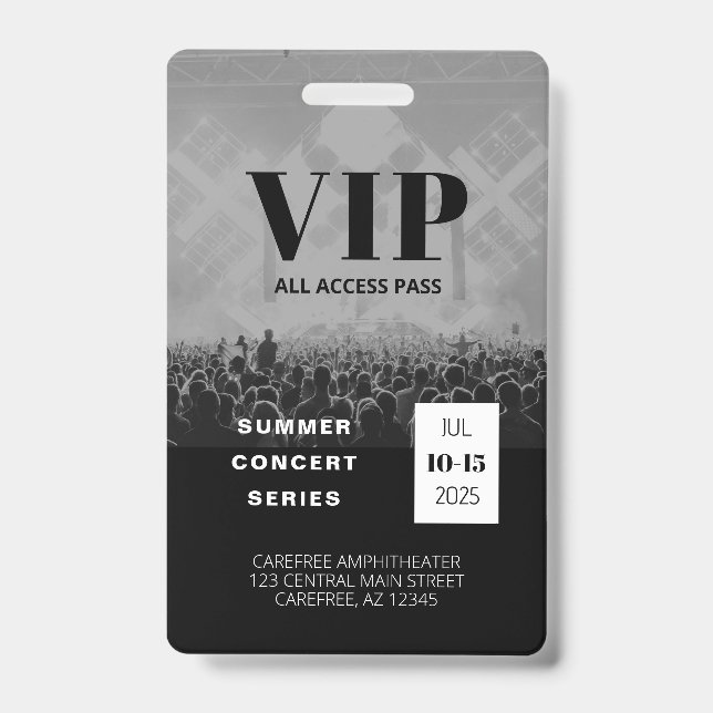 VIP Aller Zugriff Multi Date Concert Abzeichen Ausweis (Vorderseite)