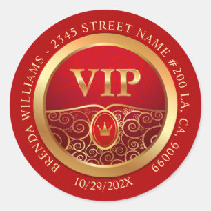 VIP-Aufkleber Royalrot und Gold Runder Aufkleber