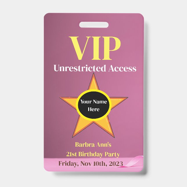 VIP AUSWEIS (Vorderseite)