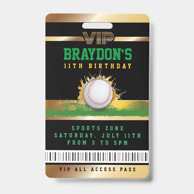 VIP Baseball ALL ACCESS Gold Pass Abzeichen Ausweis (Vorderseite)
