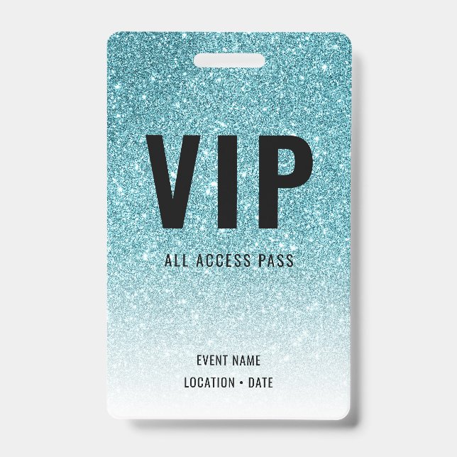 VIP Custom Event oder Concert Blue Glitzer Ausweis (Vorderseite)