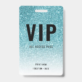 VIP Custom Event oder Concert Blue Glitzer Ausweis