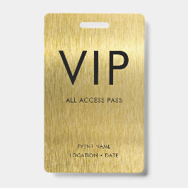 VIP Einfaches Schriftart auf gebürstetem Gold-Meta Ausweis
