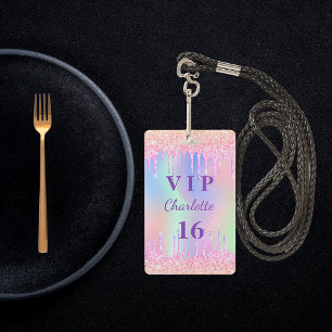 VIP-Einladung zur Geburtstagsparty Regenbogen Glit Ausweis