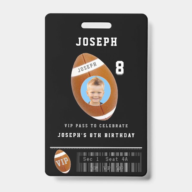 VIP Football Pass Custom Foto Geburtstag Teil Ausweis (Vorderseite)