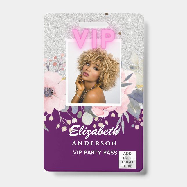VIP FOTO ID - Party, Festival, Event GLITZER GLAM Ausweis (Vorderseite)