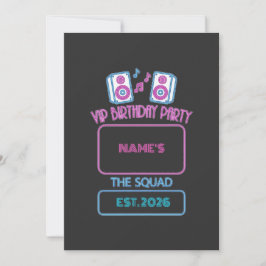 VIP Geburtstagsfeier Neon Squad Personalisierter G Einladung