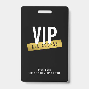 VIP Gold All Access Konzert Abzeichen Ausweis
