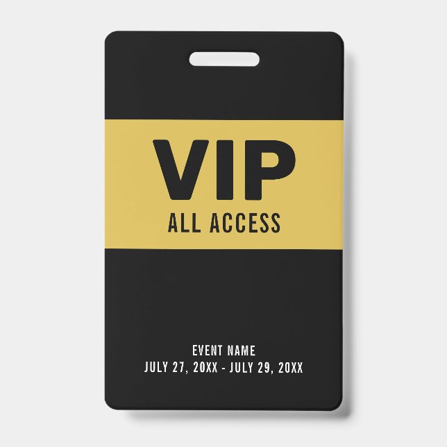 VIP Gold All Access Pass Event ID Abzeichen Ausweis (Vorderseite)