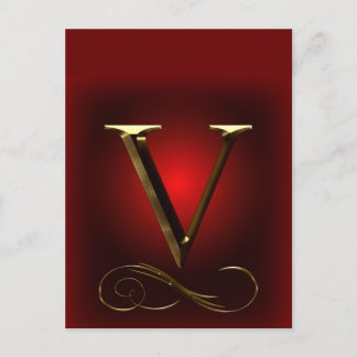 VIP Gold "V"-Monogramm in rot und schwarz Postkarte
