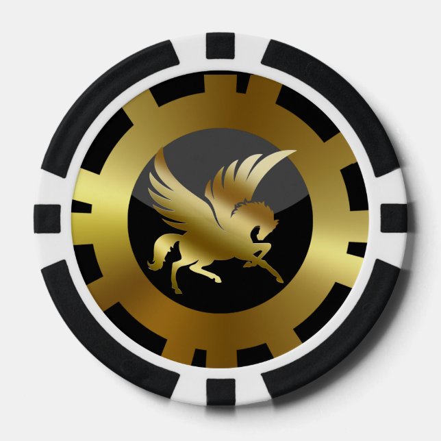VIP Golden Pegasus schwarz und gold Pokerchips (Vorderseite)