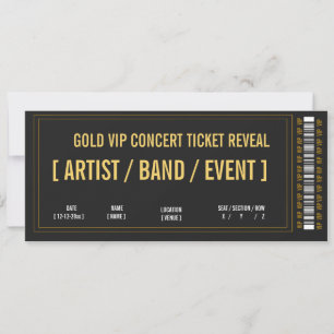 VIP Goldfolie Konzert Ticket Enthüllung Geschenkid Einladung