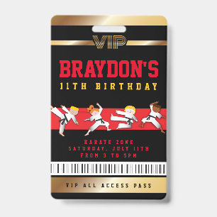 VIP Karate Birthday ALL ACCESS Gold Pass Abzeichen Ausweis