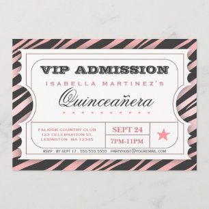 Vip-KarteZebra bezauberndes Quinceanera Einladung
