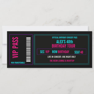 VIP-Konzert-Ticket-Einladung zum Geburtstag Neon Einladung