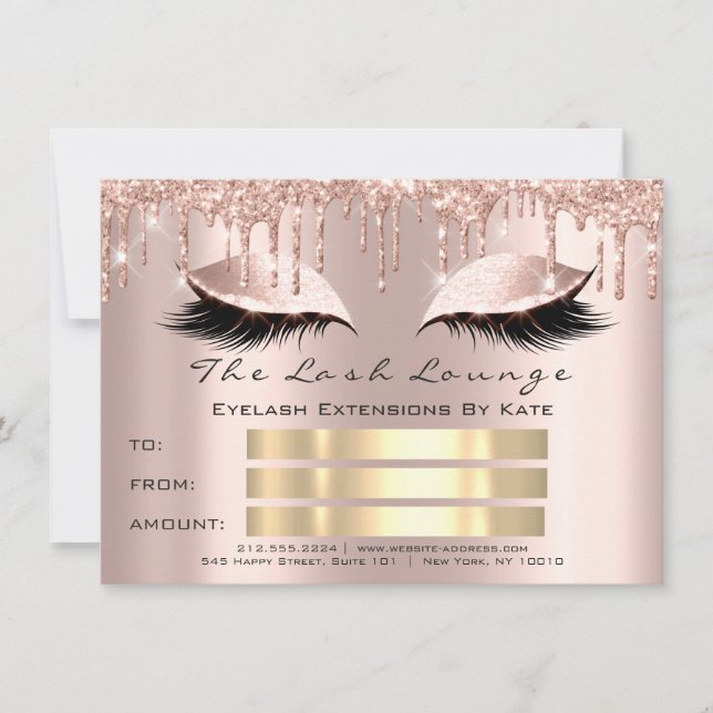 VIP Lashes Rose Spark Gold Makeup Zertifikat Gesch Einladung (Vorderseite)