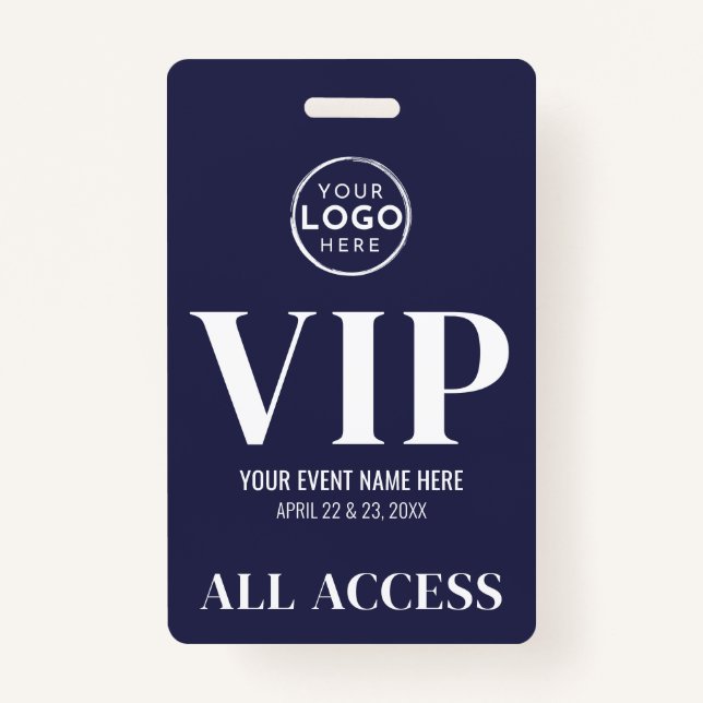 VIP Logo Navy Blue All Access Event Ausweis (Vorderseite)