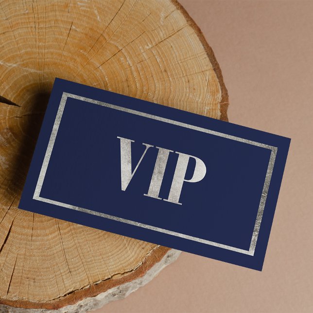 VIP-Mitglied des luxuriösen Luxus-Clubs Navy-Chic Visitenkarte (Navy blue chic luxury silver VIP card club member)