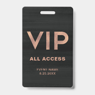 VIP   Moderne falsche Rose Gold auf Schwarz All Ac Ausweis