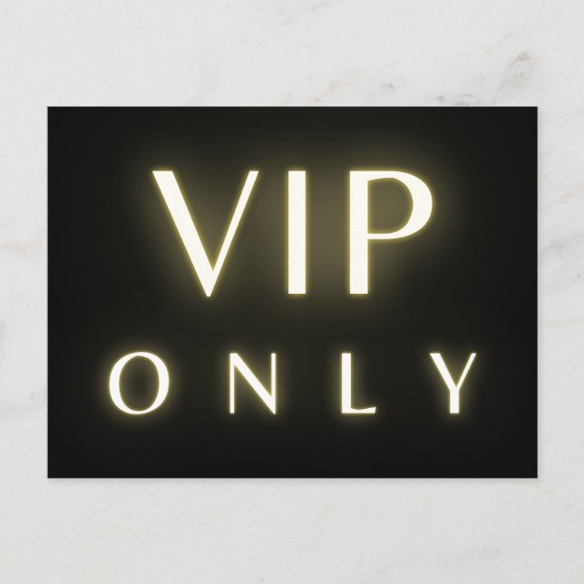 Vip only neon glowing luxe text design postkarte (Vorderseite)
