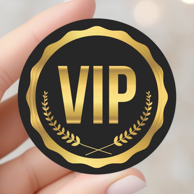 VIP-Party-Pass für Gold und Black Laurel Runder Aufkleber (Von Creator hochgeladen)