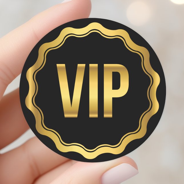 VIP Party Pass für Gold und Black Wavy Runder Aufkleber (Von Creator hochgeladen)