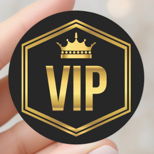 VIP-Party-Pass für Gold und Schwarze Krone Runder Aufkleber