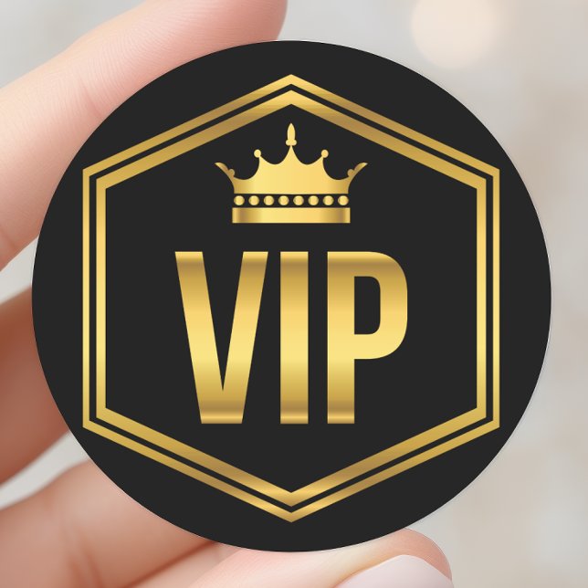 VIP-Party-Pass für Gold und Schwarze Krone Runder Aufkleber (Von Creator hochgeladen)