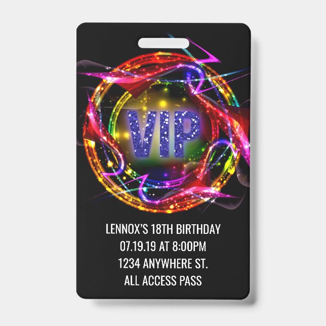 VIP Pass Abzeichen Einladung zum Geburtstag Ausweis (Vorderseite)